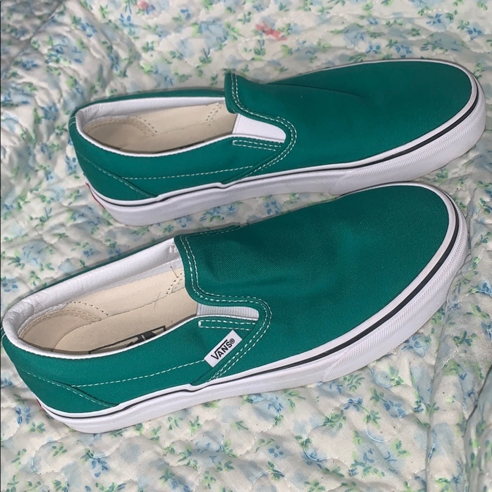 Green slip on vans
